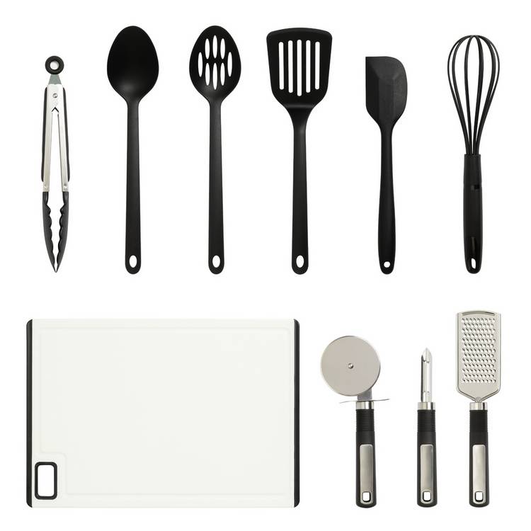 Home Essentials 10 piece utensil set black (British brand)