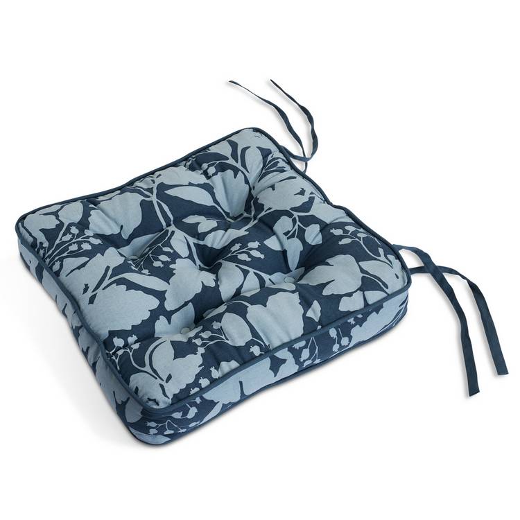 Habitat floral cotton seat cushions pack of 2 40cm, imported from the UK