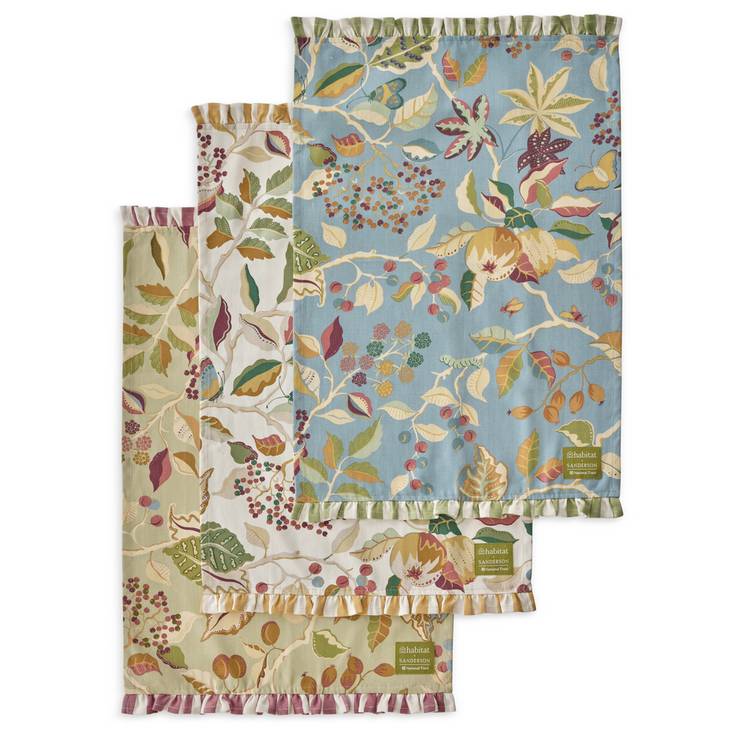 Habitat Berries kitchen textile set with tea towels and oven glove (British brand)
