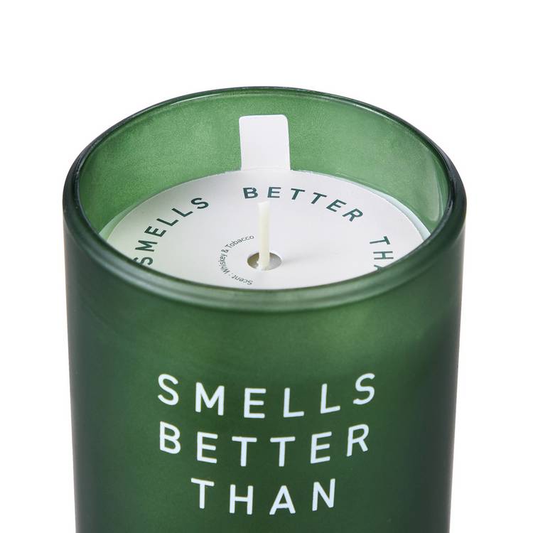 Smells Better medium candle whiskey tobacco scent, imported from the UK
