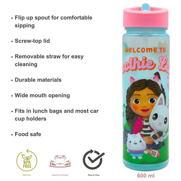 Hox Gabby's DollHouse sipper water bottle 600ml - British product