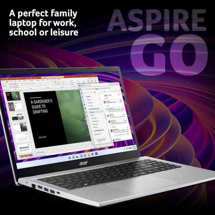 Acer Aspire Go 15 laptop silver 15.6in Ryzen 7 16GB 512GB, UK version