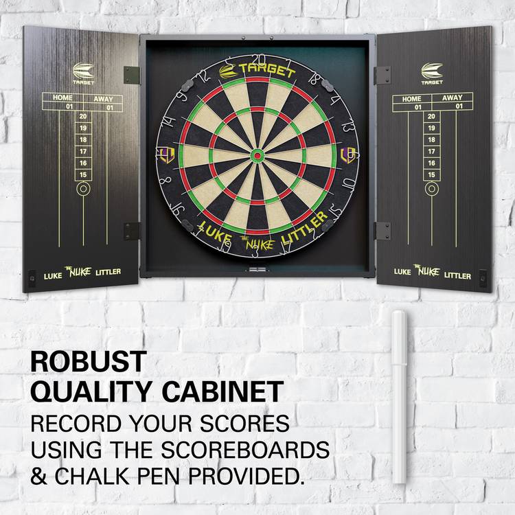 Target Luke Littler dartboard cabinet set with brass darts - British product
