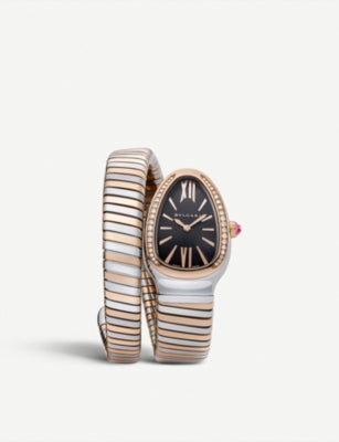 Bulgari Serpenti watch in 18ct pink-gold and steel 35mm (British brand)
