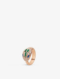 Bvlgari Serpenti ring 18ct rose gold malachite diamonds sapphires - British product