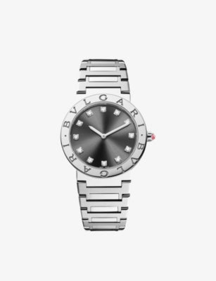 Bulgari stainless steel diamond watch 33mm, UK version