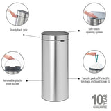 Brabantia Touch Bin Matt Steel 30L, imported from the UK
