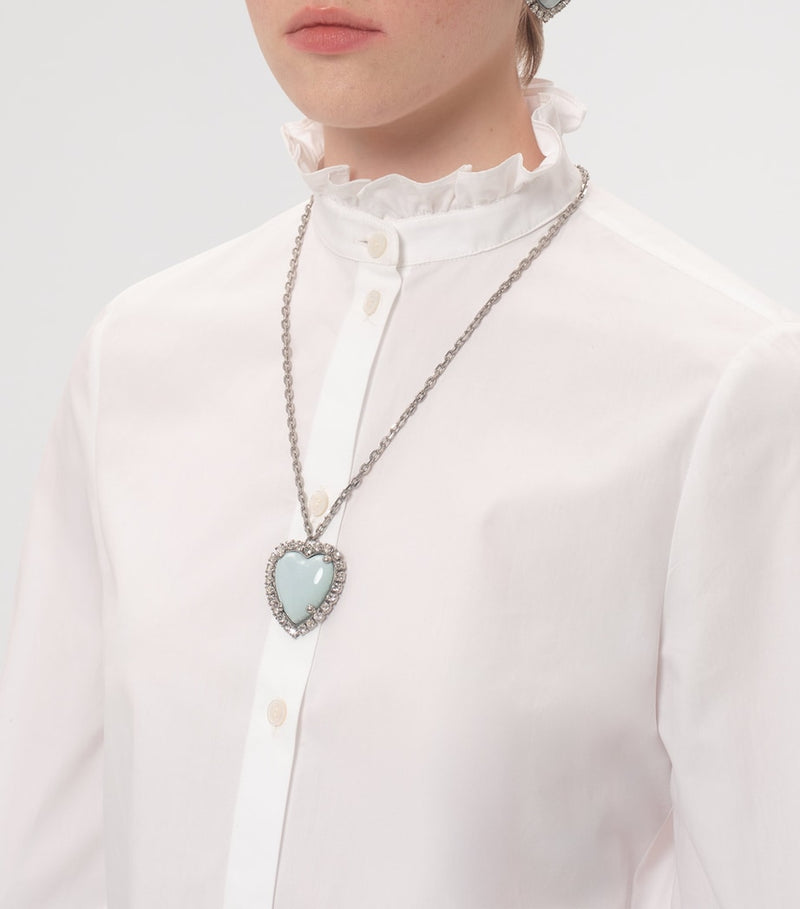 Valentino Garavani crystal heart necklace palladium finish, UK version