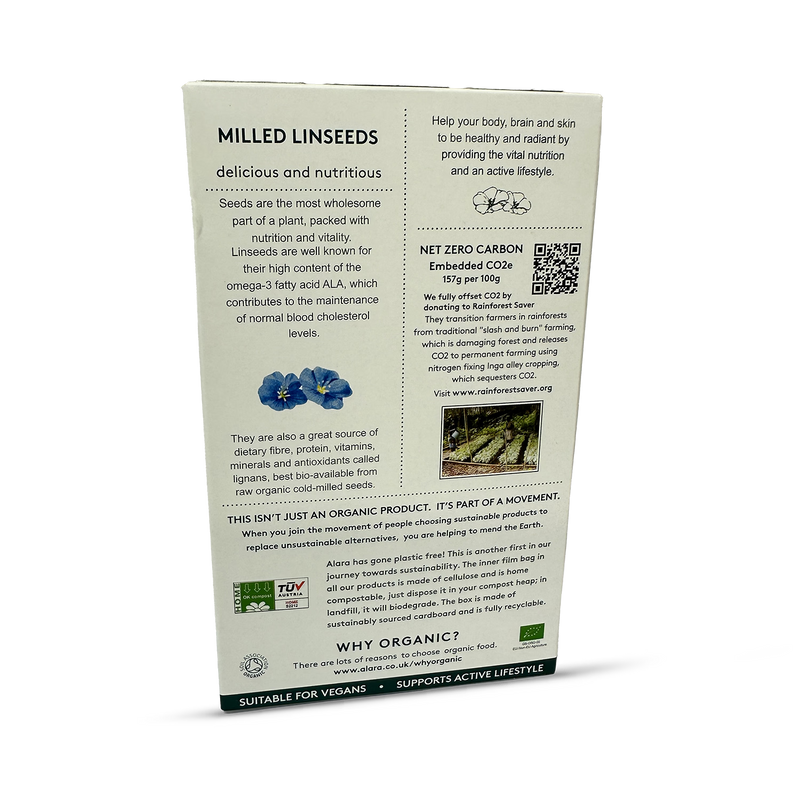 Alara raw organic milled linseeds 500g, UK version