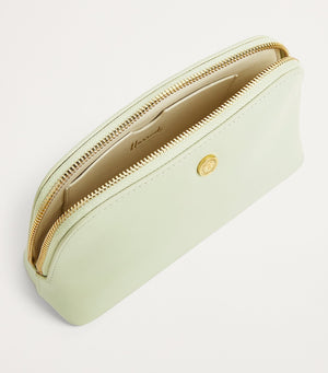 Small Italian Leather Cosmetic Bag with Gold-Plated Hardware