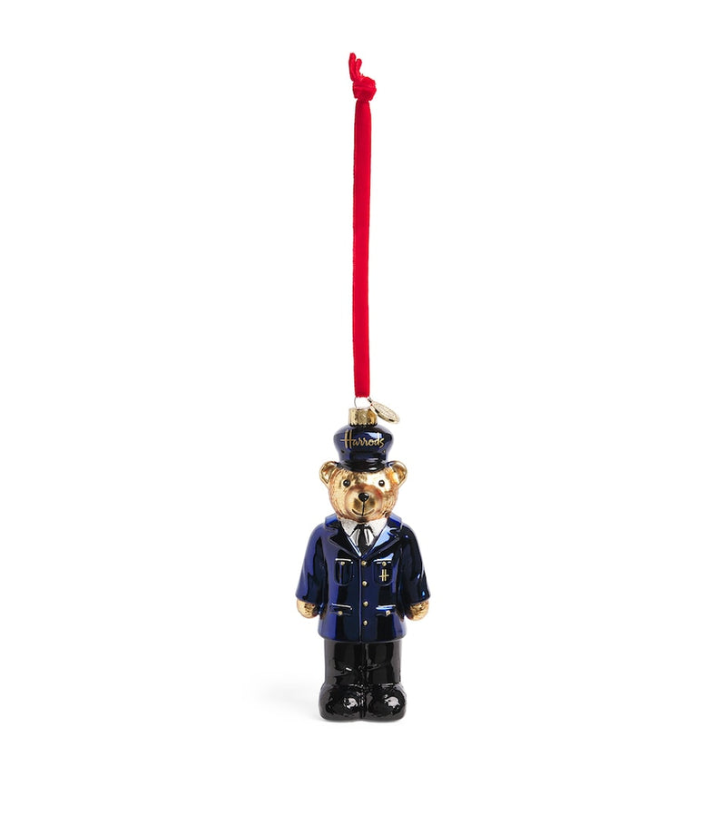 Harrods police bear tree decoration hand-painted glass, imported from the UK