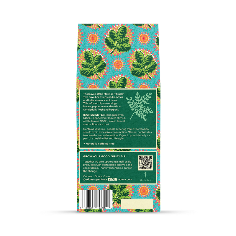 Aduna Cleanse Superfood Moringa Tea 15 tea bags, imported from the UK