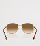 Ray-Ban rounded aviator sunglasses gold frame tortoiseshell arms, UK version