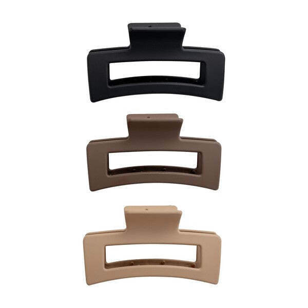 Brushworks classic claw clips 3 pack black brown, UK version