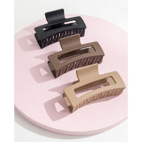 Brushworks classic claw clips 3 pack black brown, UK version