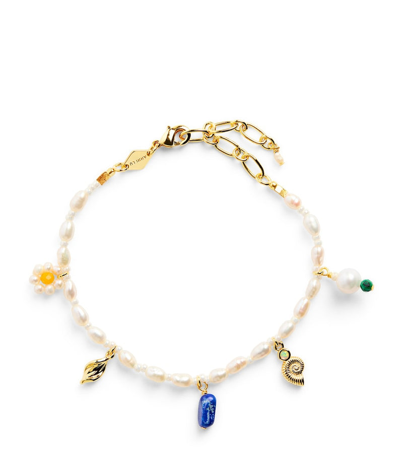 Anni Lu gold-plated beaded bracelet 16.5cm, UK version