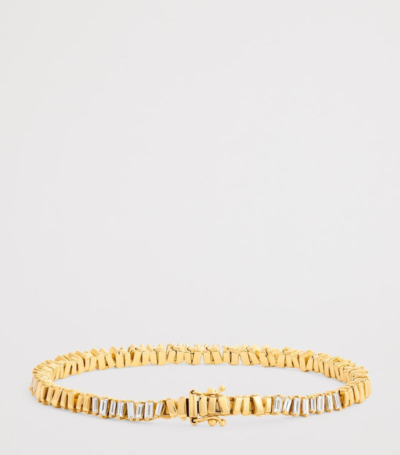 Suzanne Kalan yellow gold diamond tennis bracelet (British brand)