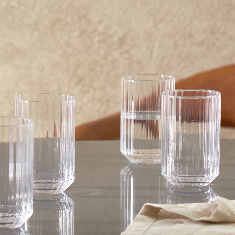 Habitat clear ribbed tumblers set of 4 250ml, imported from the UK