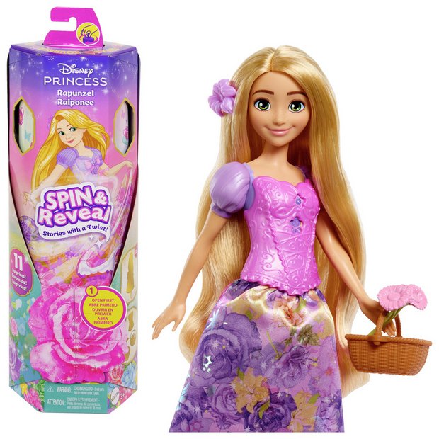 Disney Princess Spin & Reveal Rapunzel doll with accessories, imported from the UK