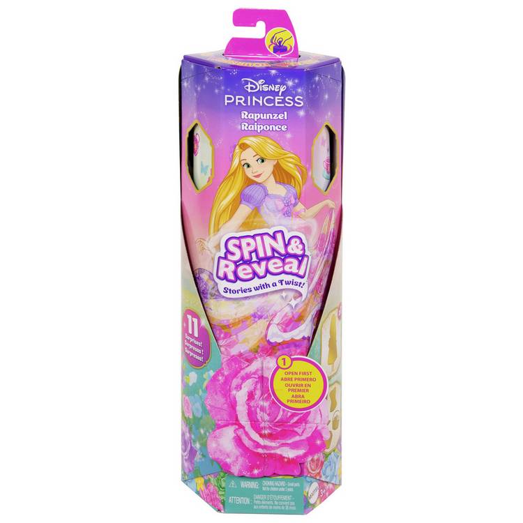 Disney Princess Spin & Reveal Rapunzel doll with accessories, imported from the UK