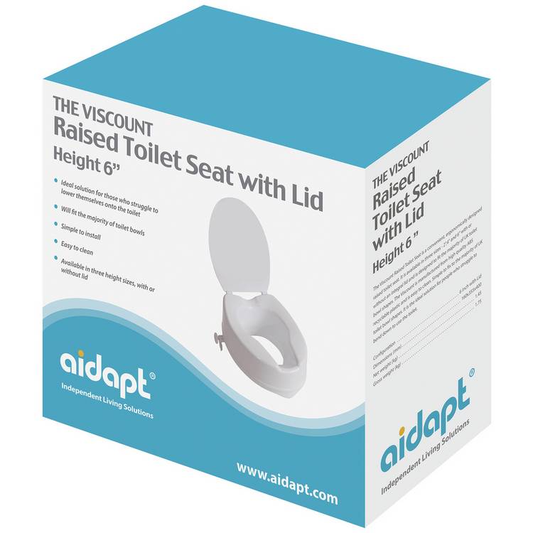 Aidapt raised toilet seat with lid 6 inches (British brand)