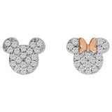 Disney Mickey and Minnie Mouse stud earrings with cubic zirconia - British product