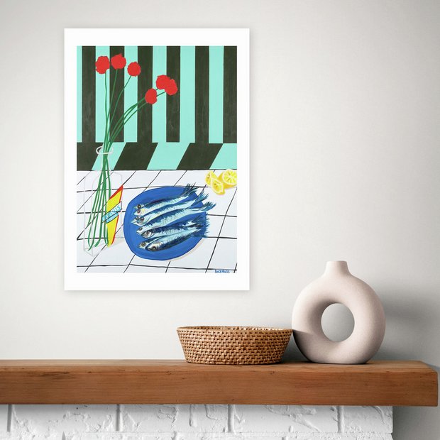 East End Prints striped sardines art print A3, UK version
