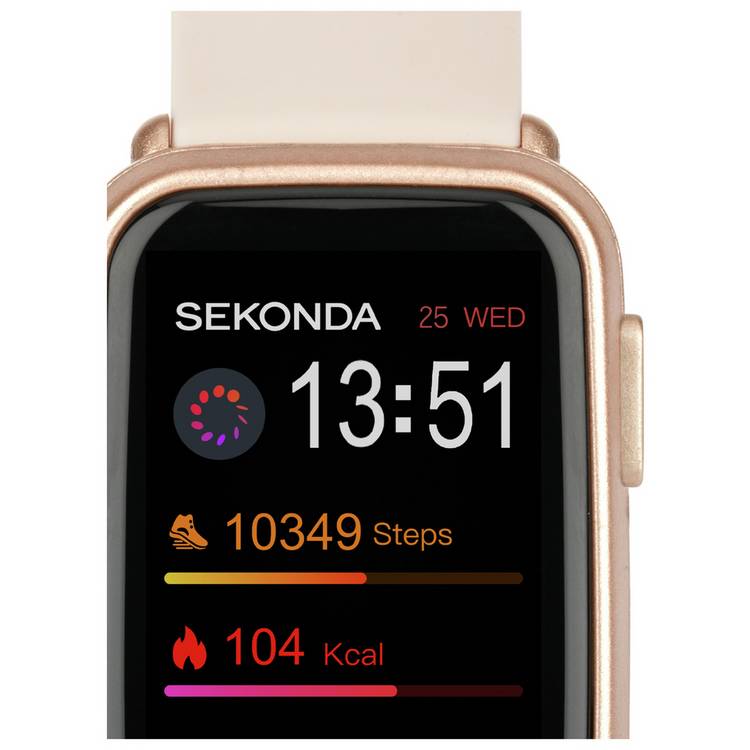 Sekonda fitness tracker smart watch with pink silicone strap (British brand)