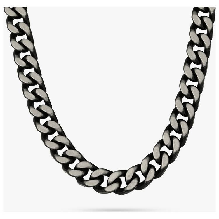 Revere men's antiqued stainless steel curb chain necklace 51cm (British brand)