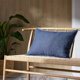 Habitat blue blanket stitch oblong cushion 40x60cm (British brand)