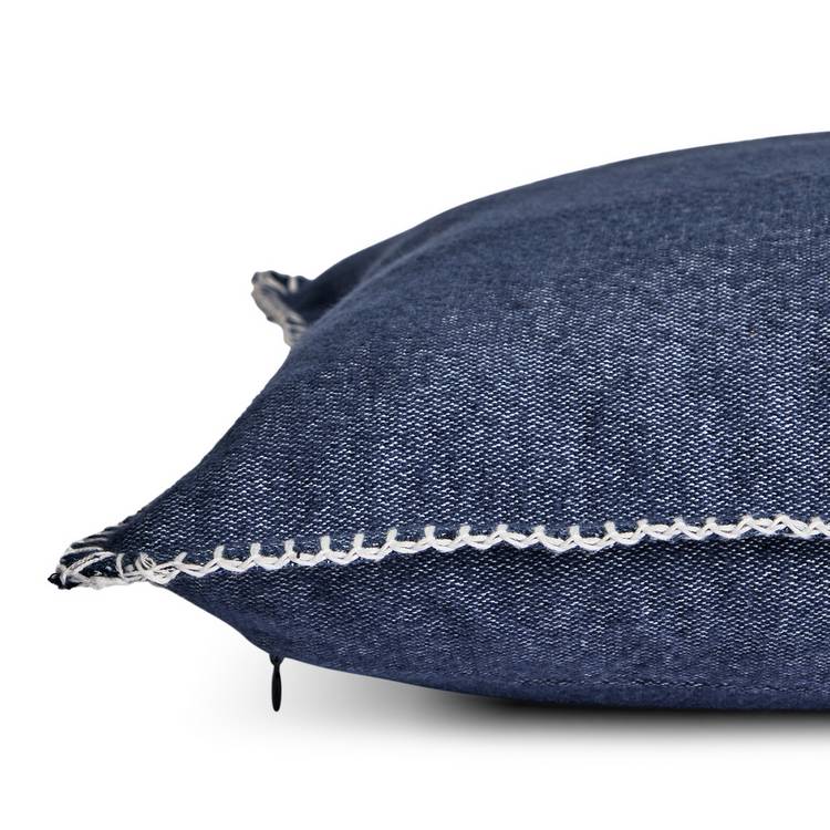 Habitat blue blanket stitch oblong cushion 40x60cm (British brand)
