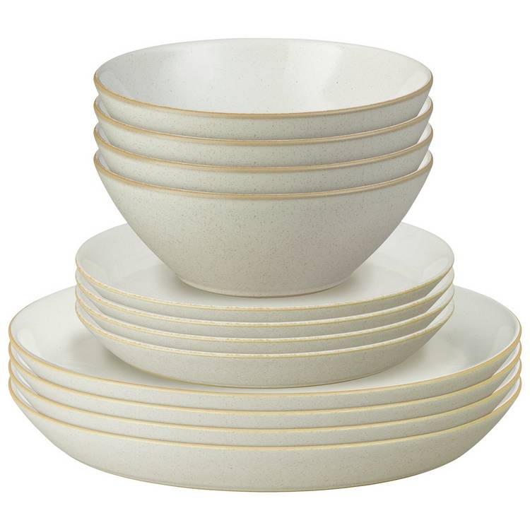 Denby Impression 12-piece stoneware dinner set in cream - British product