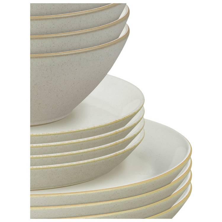 Denby Impression 12-piece stoneware dinner set in cream - British product