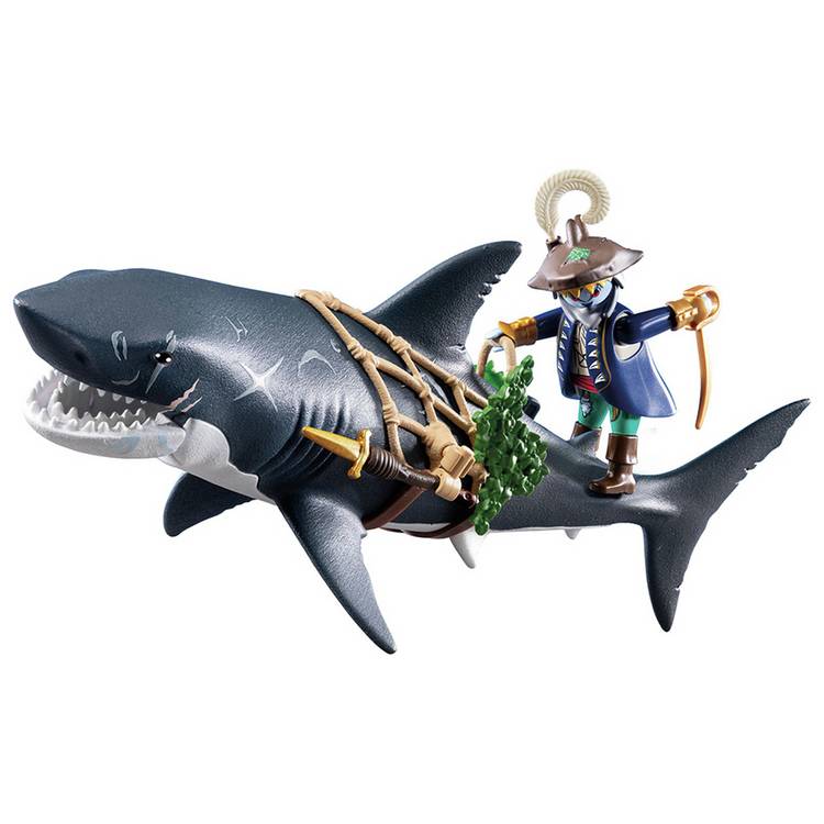 Playmobil floating giant shark toy with pirate figure, UK version