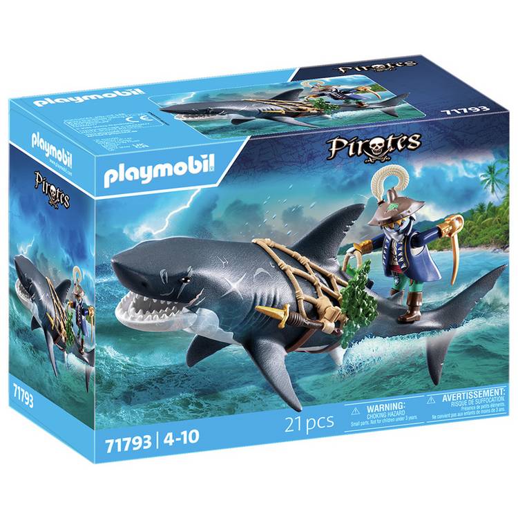 Playmobil floating giant shark toy with pirate figure, UK version