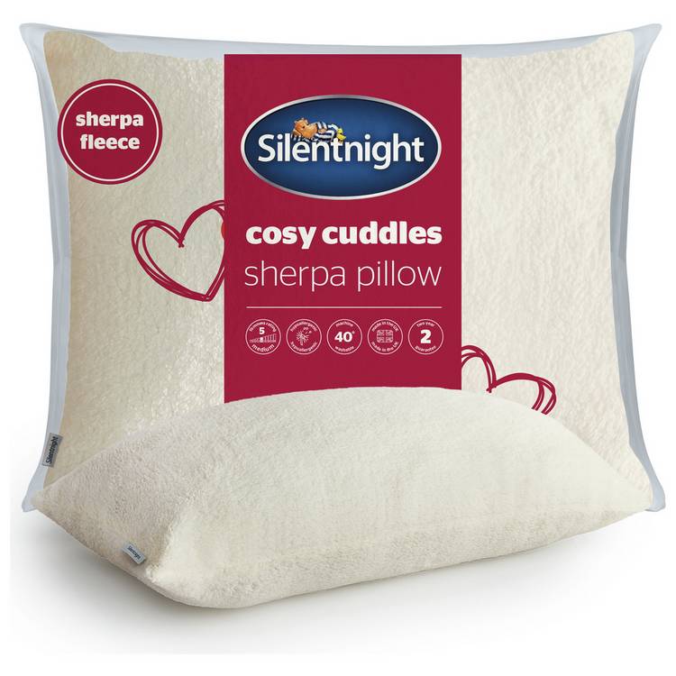Silentnight Cosy Cuddles sherpa fleece pillow L74x48cm, imported from the UK