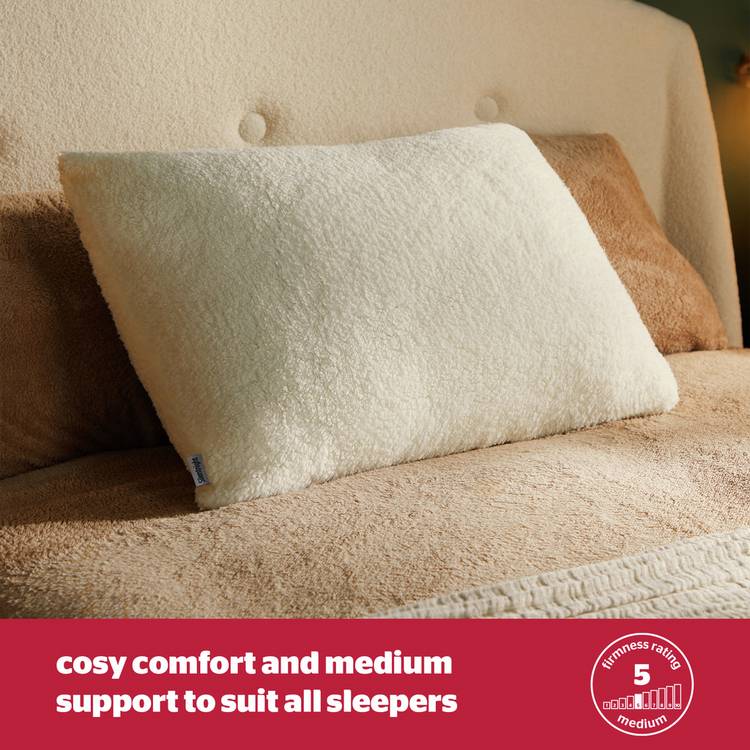 Silentnight Cosy Cuddles sherpa fleece pillow L74x48cm, imported from the UK