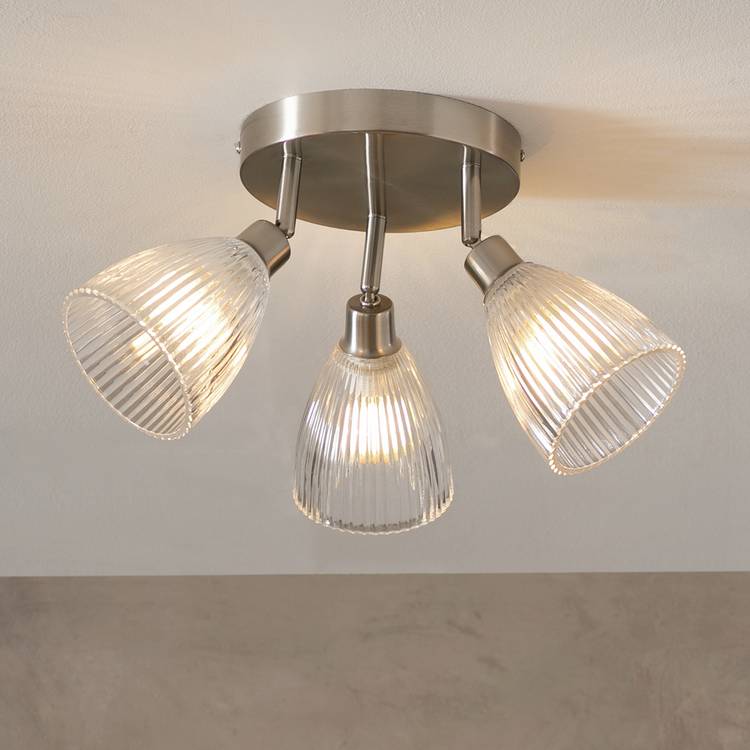 Argos Home steel 3-light ribbed spotlights chrome - British brand