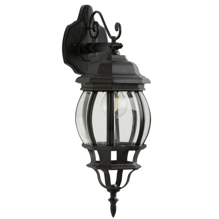 Pumpkin 8 sided black outdoor wall lantern with motion sensor (British brand)