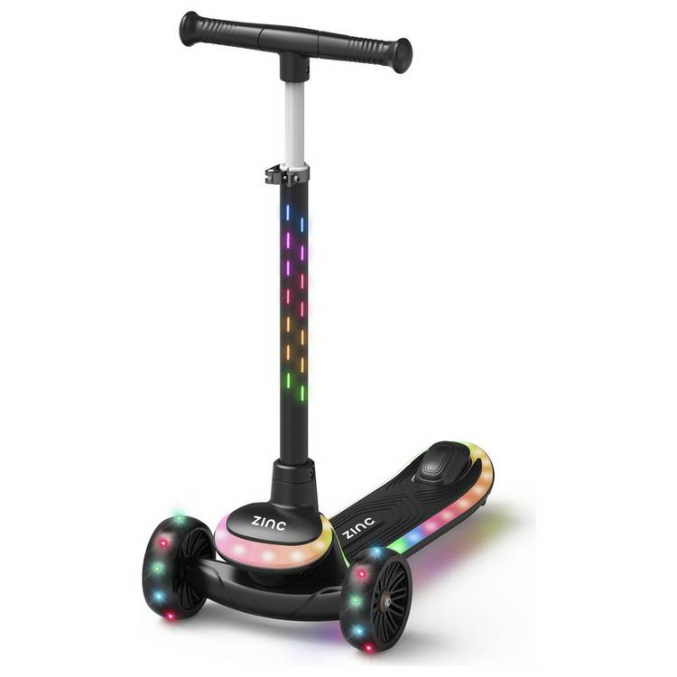 Zinc 3 wheel scooter for kids black adjustable height (British brand)