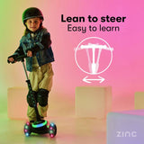 Zinc 3 wheel scooter for kids black adjustable height (British brand)