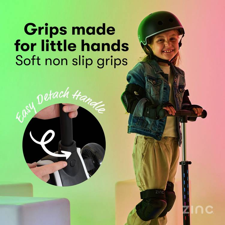 Zinc 3 wheel scooter for kids black adjustable height (British brand)