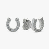 Revere sterling silver horseshoe stud earrings with cubic zirconia (British brand)