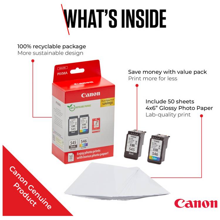 Canon PG-545 black and CL-546 colour ink cartridge, imported from the UK