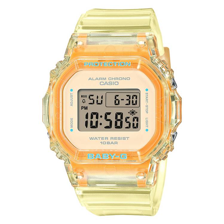 Casio Baby-G yellow digital watch with resin strap, UK version