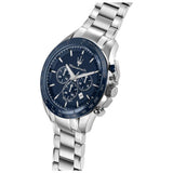 Maserati Traguardo blue dial chronograph watch stainless steel bracelet - British product