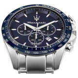 Maserati Traguardo blue dial chronograph watch stainless steel bracelet - British product