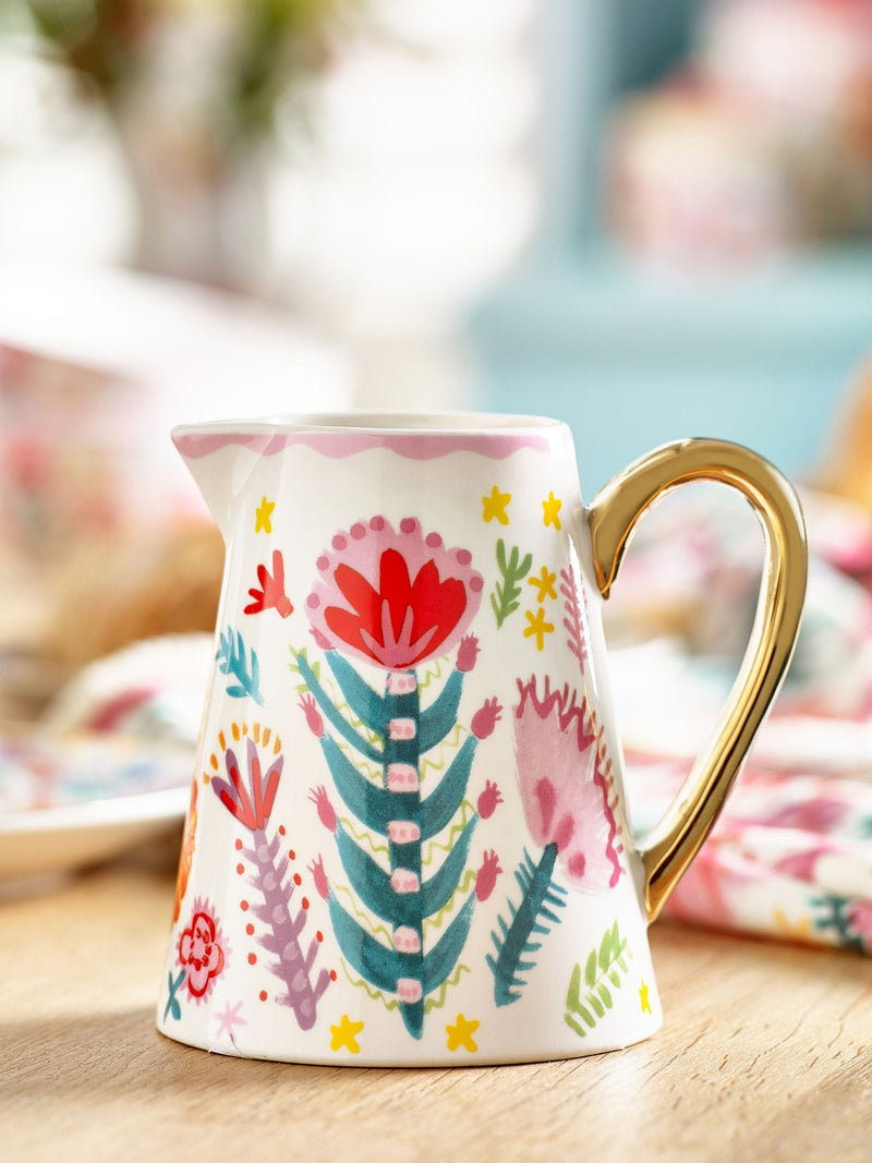 Lucy Tiffney multi floral milk jug, UK version