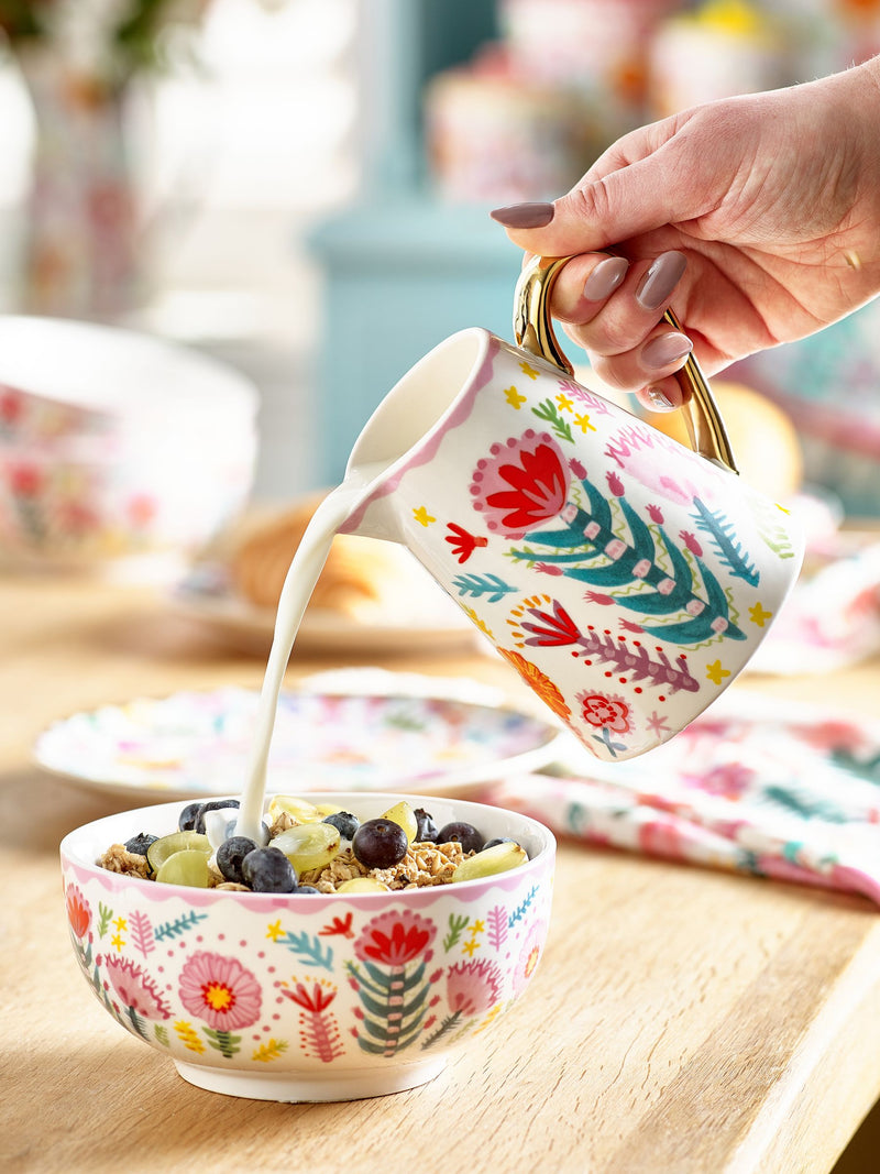 Lucy Tiffney multi floral milk jug, UK version
