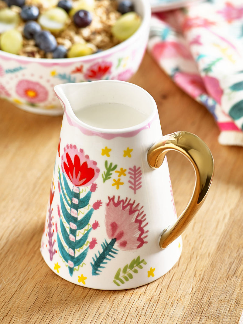 Lucy Tiffney multi floral milk jug, UK version